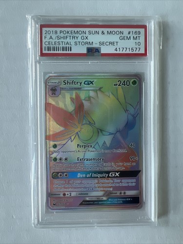 Pokémon TCG Shiftry GX Celestial Storm 169/168 Holo Secret Rare PSA 10