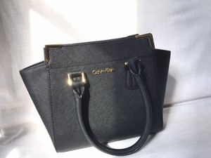 calvin klein on my corner saffiano leather satchel