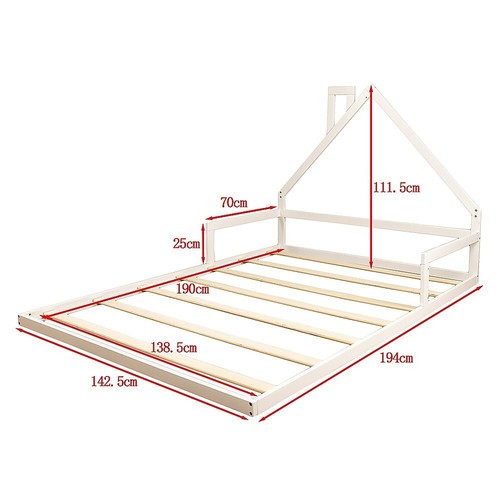 Pine Wood Floor Bed House Frame for Kids and Toddlers - Picture 8 of 8