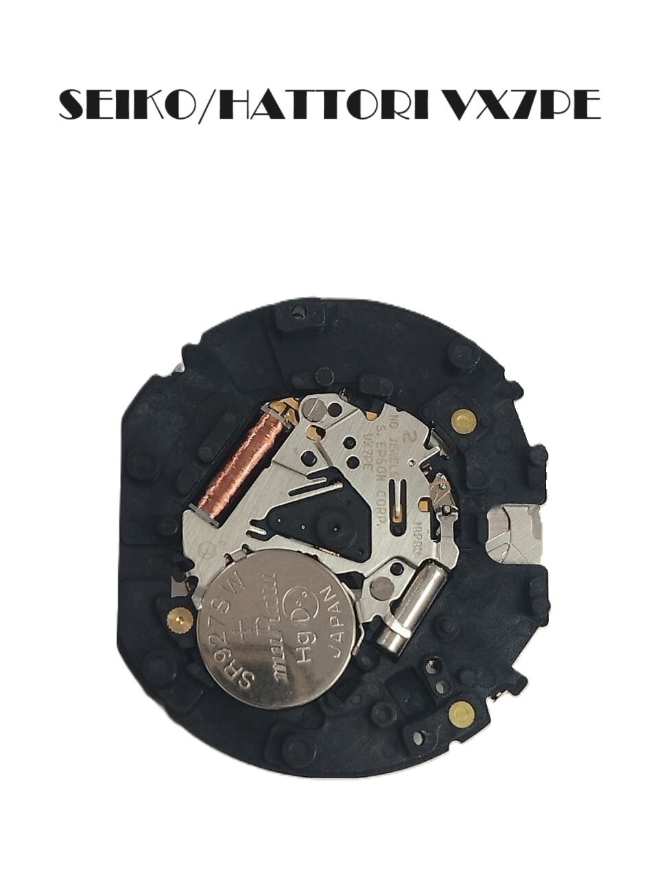 Hattori VX7PE Quartz Watch Movement 3 Hands 2 Eyes Ultra-Thin 3.99mm-image