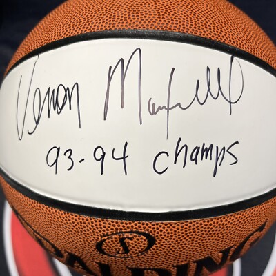 Vernon Maxwell Houston Rockets Signed White Panel Basketball