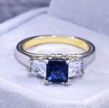 1.6CT Simulated Sapphire Delicate Ring 925 Silver Plated Ring For Valentine Gift