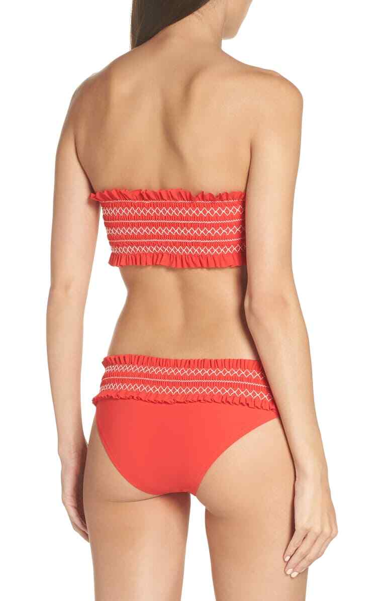 Tory Burch Costa Smocked Hipster Bikini Bottoms 10421 Small