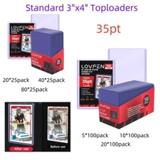 500/1000/2000CT 3"x4" Regular Toploaders For Standard 35pt Trading Games Cards