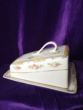 Nippon Covered Cheese Dish With Gold Trim
