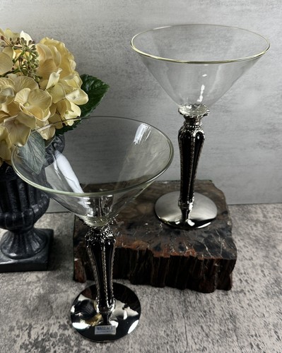 Wallace Silversmiths Royal Onyx MARTINI Glasses in Original Box - A Pair - Picture 3 of 5