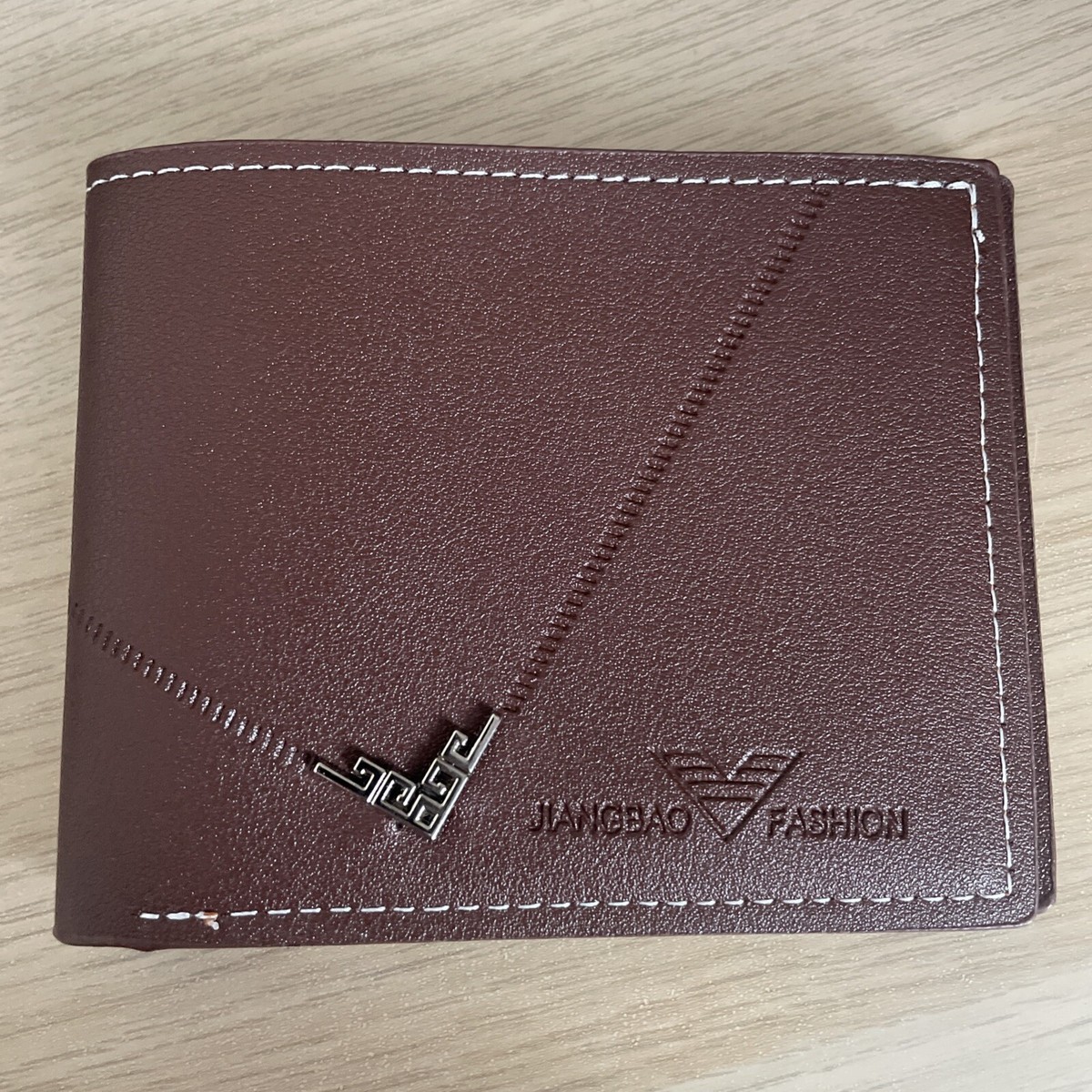BAIGIO Men's Minimalist Leather Wallet - Light Brown, Slim Bifold / Card Holder Style, Casual Everyday Use