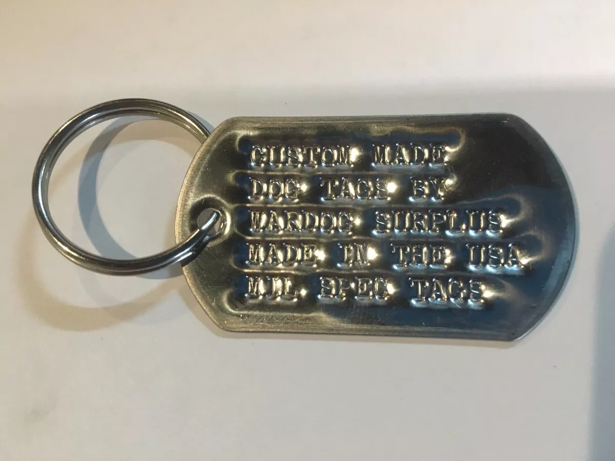 Custom Personalized U.S Military Dog Tag Key Chain w/ Key Chain Ring Shiny  Army