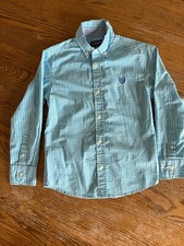 Boys Chaps. Size 8 S/P.  Shirt, long sleeve button closure, turquoise checkered.