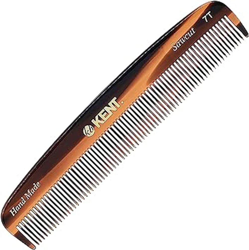 Kent  Brushes 7t Pocket Comb  Tortoiseshell Hand Made Sawcut 136mm Hair -