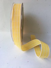 5/8 inch Solid / Plaid Ribbon -May Arts-391-58-27 - Yellow - 5 yds