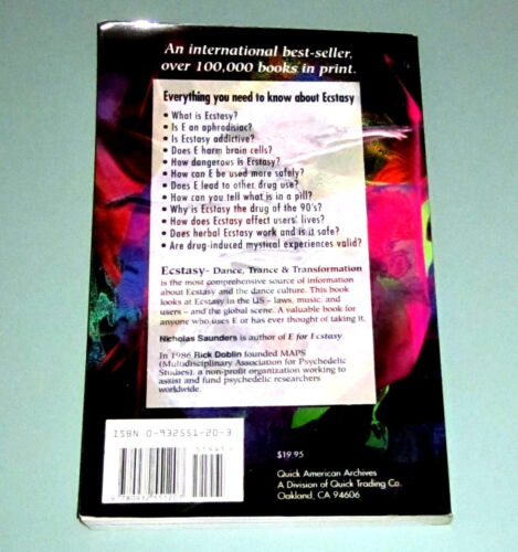2 Books MDMA PSYCHEDELIC ECSTASY TRANCE DANCE Bruce Eisner Alexander Shulgin MDA - Picture 3 of 5