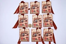 9~Primitive~Fall~Autumn~Camper~Trailer~Linen Cardstock~Gift~Hang~Tags