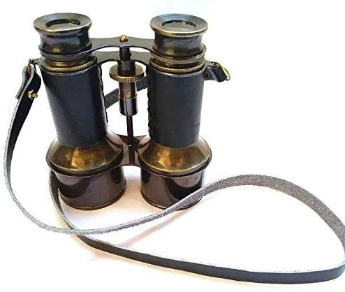 Sifaat World 6" Black Antique Solid Brass Black Leather Binocular-Christmas gift - Image 2 of 4