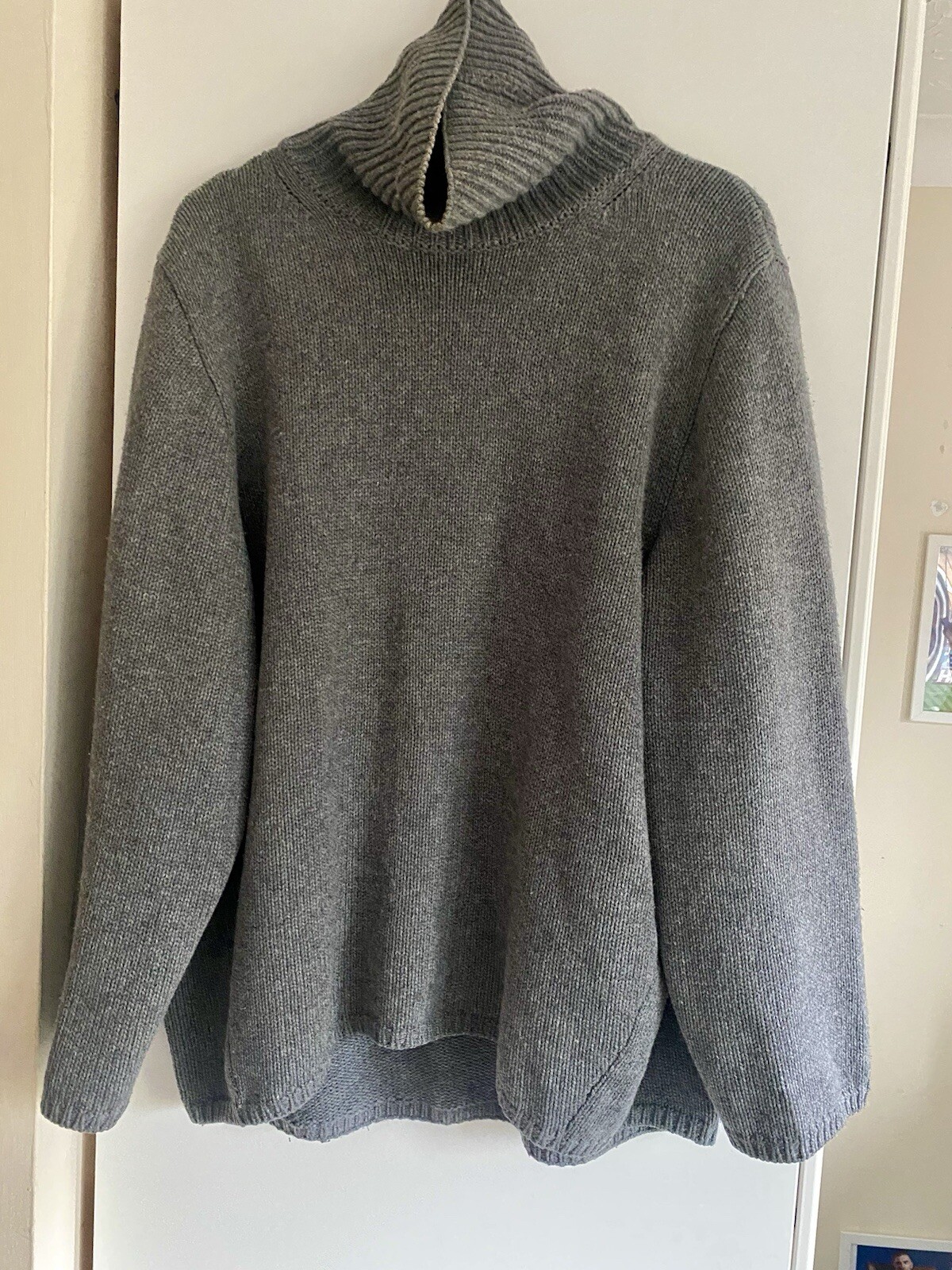 Toteme Grey Oversized Cambridge Boxy Cut Classic Roll Neck Jumper Sweater Sz M image 2