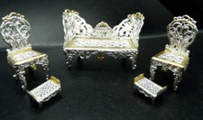 Antique German Soft Metal SOFA CHAIRS FOOT RESTS 1:24 Dollhouse Miniatures