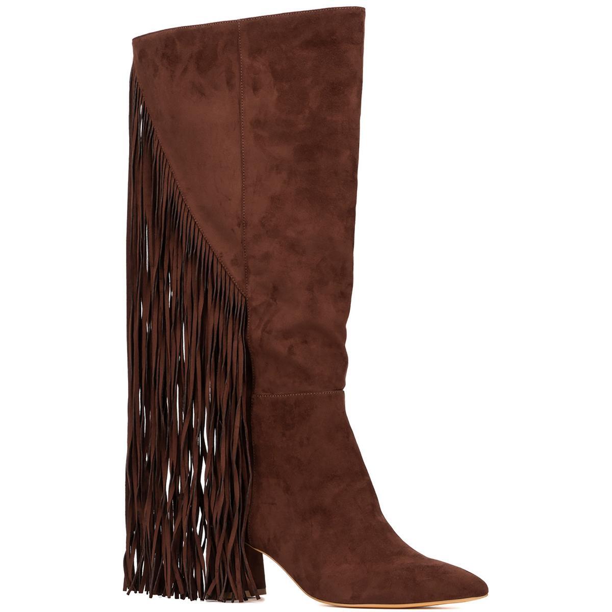 Модные женские коричневые ковбойские сапоги в стиле вестерн шириной 10 см (C, D, W) BHFO 0358