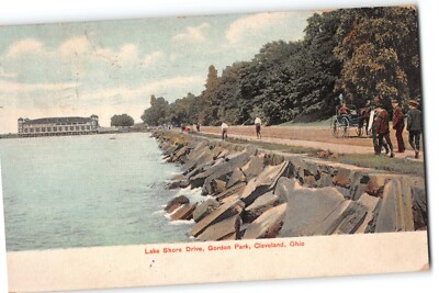 Postcard Lake Shore Drive, Gordon Park, Cleveland OH 1907 Litho-Chrome