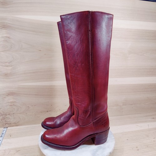 Botas Altas Frye Campus Años 80 De Colección Mujer 6.5 B Rojo Caoba Hasta la Rodilla Punta Redonda - Imagen 5 de 13
