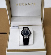 Versace Women's 92Q K1190295 Black Ceramic Diamond Rubber Watch New