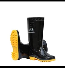 PVC Garden Rain Worker Boots with Non-Slip Multiple Sizes Black/Yellow