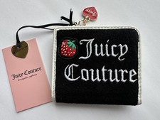 NWT Juicy Couture Wallet Strawberry patch Sweet Juicy L-Zip Card Case Black/Pink