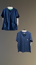 2 Carhartt Scrub Tops Size Medium Color Blue V-neck
