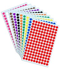 3000 Pack, 0.375" Round Colored Dot Stickers Labels - 3,000 10 Colors
