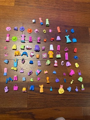 Huge lot of Vintage Polly Pocket rubber Clothing and Accessories 83 Pieces