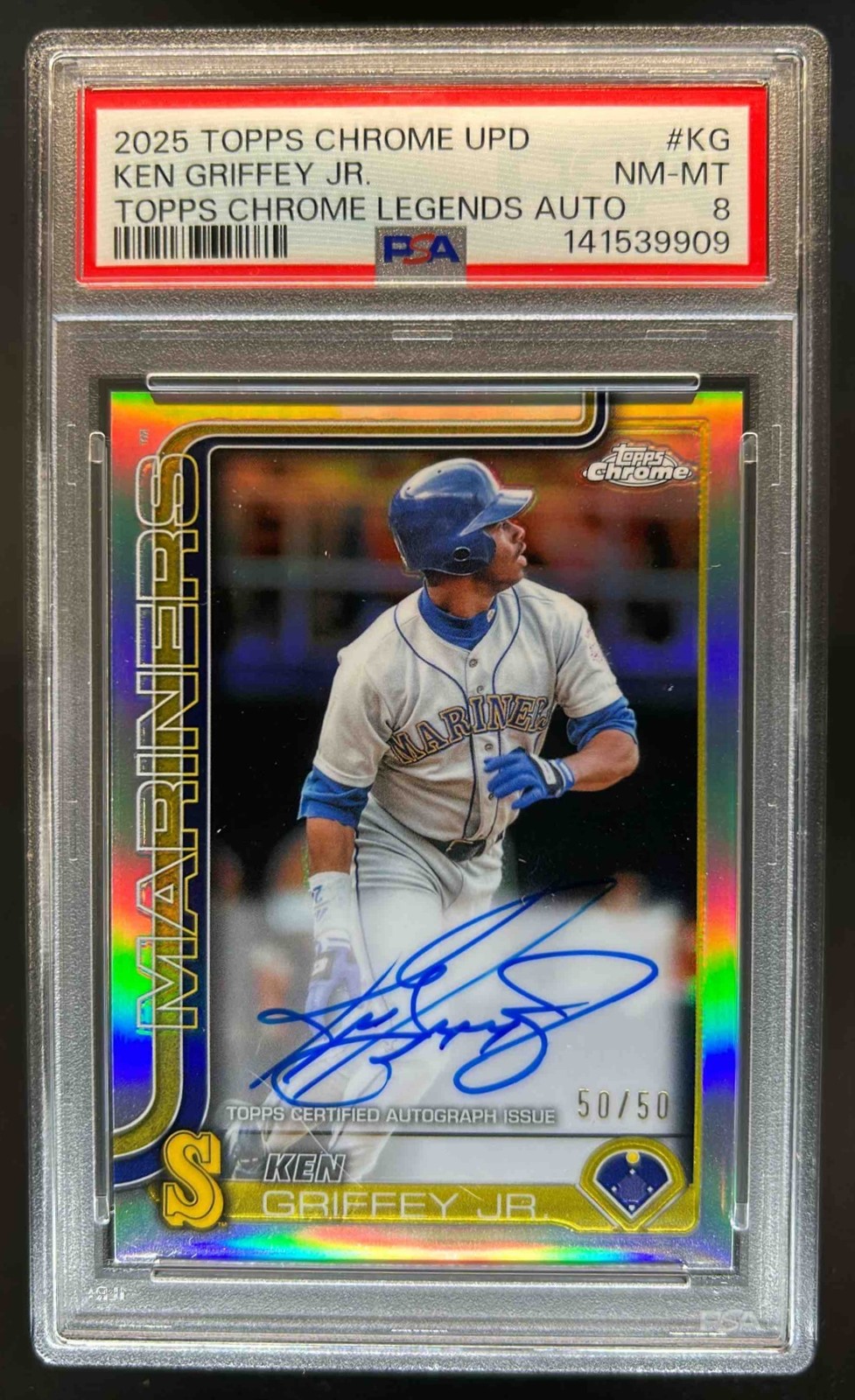2025 Topps Chrome Update Ken Griffey Jr. Legends Auto #50/50 Mariners PSA 8