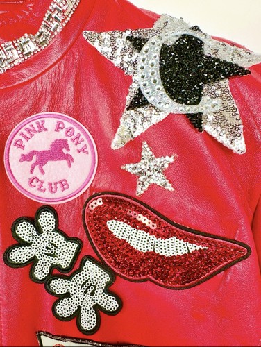 Saks 5th Ave Leather Chappell Roan Vintage Concert Tour Costume Patch Jacket S M - Picture 6 of 18