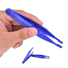 10pcs Disposable Medical First Aid Tweezer Small Plastic Tweezers Blue 