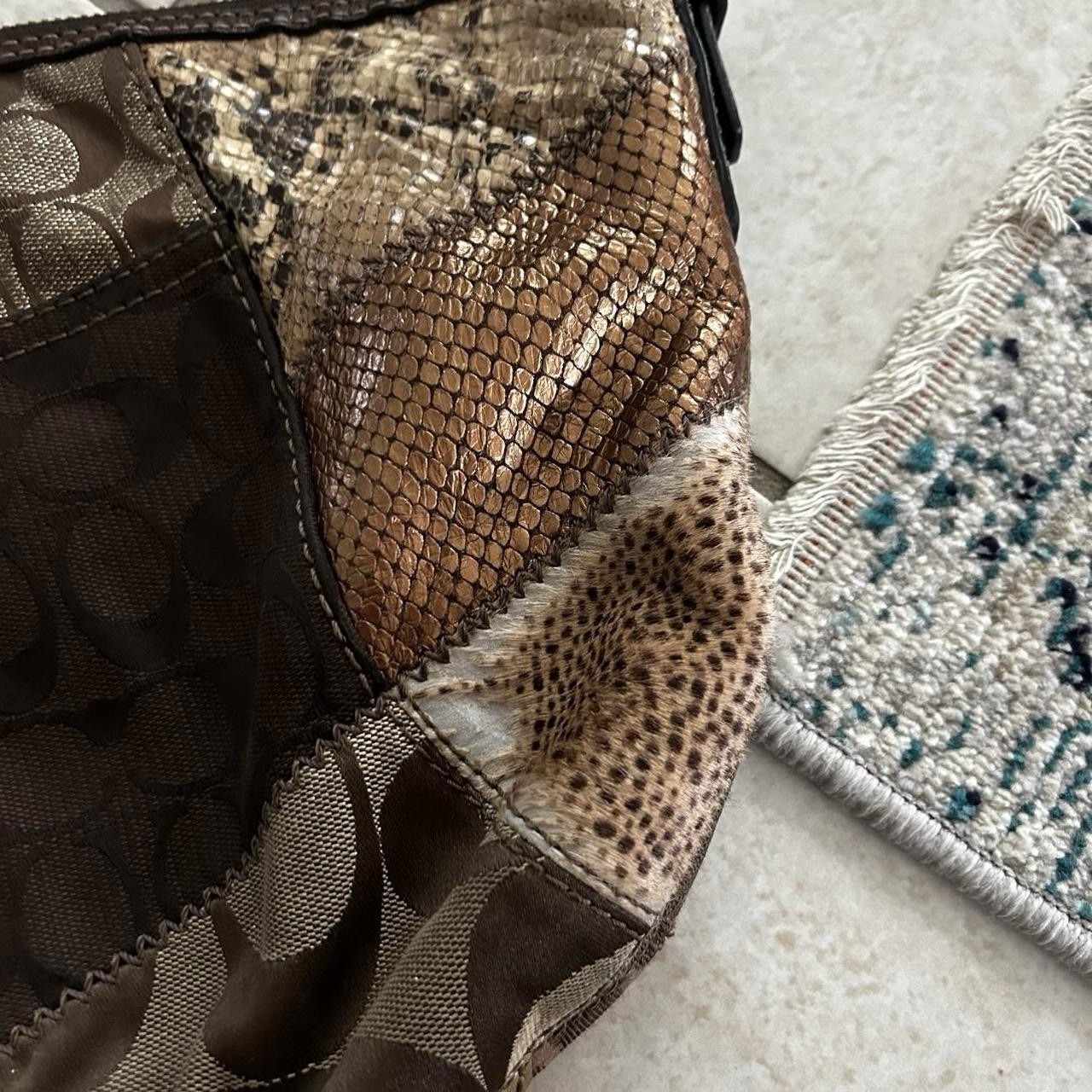 Vintage Coach Shoulder Ba Patchwork Leopard Anima… - image 5