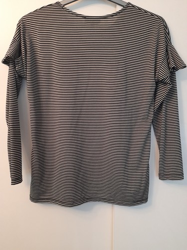 Warehouse Ladies Long Sleeve Black/Cream Striped Long Sleeve Top Size Uk 12 - Picture 4 of 4
