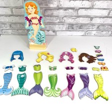 Melissa Doug Wooden Magnetic Dress-Up Mermaid Doll - Kids Toys SEE PICTURES