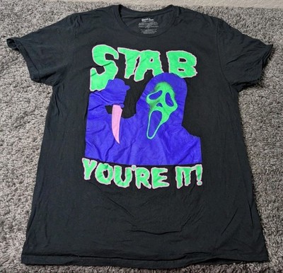 Scream Ghost Face Stab You're It T-Shirt Mens Black L Short Sleeve Graphic 