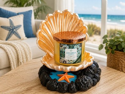 Coastal Seashell Candle Holder for Bath & Body Works 3 Wick Beach House Decor