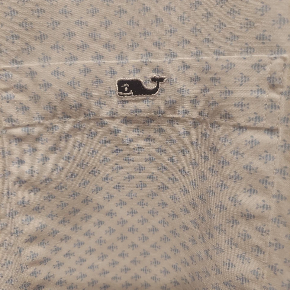 Vineyard Vines Mens Fish Print Linen & Cotton Classic Fit Tucker Shirt Size 2XL - Image 4 of 4