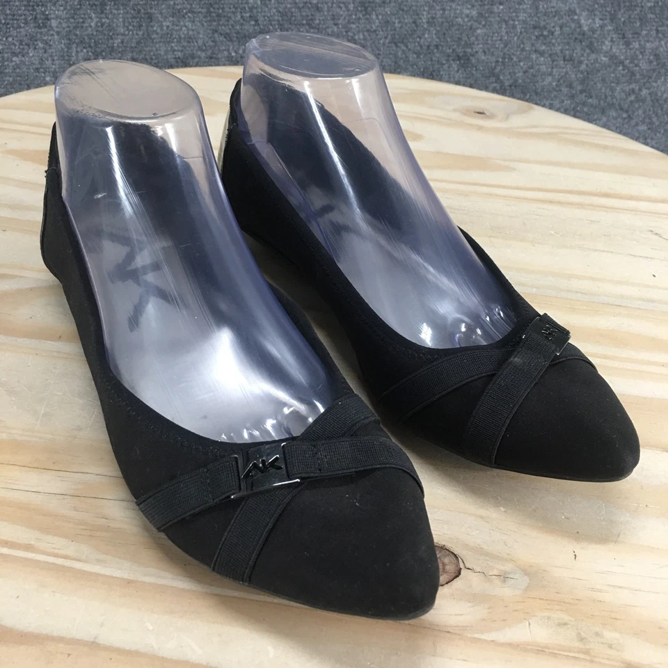 Sapatos esportivos femininos Anne Klein 8 M sapatilhas de balé tecido preto biqueira pontiaguda - Imagem 3 de 4