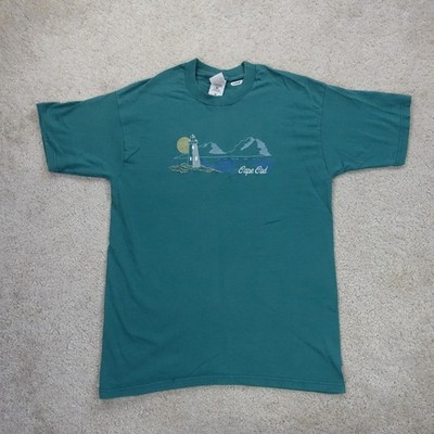 Vintage Cape Cod T-Shirt Herren Large türkis Leuchtturm bestickt USA 90s Tee