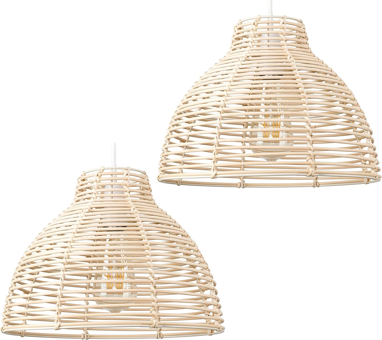 Pendant Lampshade Round Wicker Basket Ceiling Light Shade Easy Fit Scandi Cream