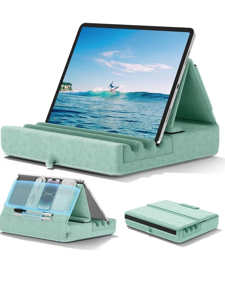 Tablet Pillow Lap Holder Foldable Stand Soft Pad Dock Multiple Viewing Angles - Image 2 of 4