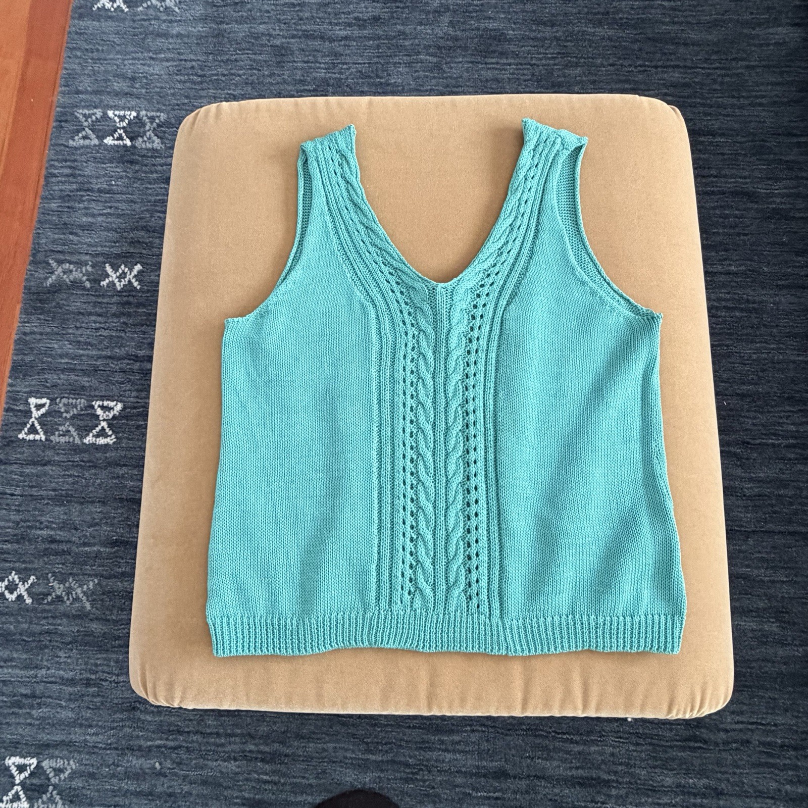 Peruvian Connection Green Cable Knit Sweater Vest… - image 8
