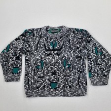 Vintage 80s 90s Treatments Geometric Acrylic Boys Youth Sweater Cosby