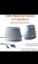 Amazon Basics Stereo 2.0 Speakers for PC or Laptop, 3.5Mm Aux Input, Usb-Powered