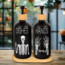 Whaline 2 Pcs Halloween Soap Dispenser Black Spooky 2.8 x 8.3 inch,