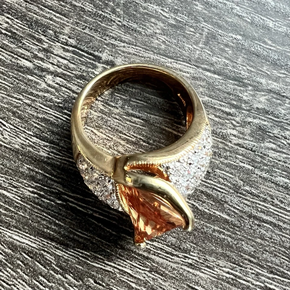 Кольцо с цитрином Suzanne Somers с маркировкой 925 золотистый ремешок со стразами - Изображение 3 из 4