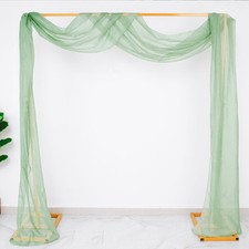SAGE GREEN 18 ft Sheer Organza BACKDROP CURTAIN Window Drape Panel Decorations