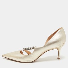 Zapatos de salón Dior de cuero dorado con punta Dorsay talla 37,5