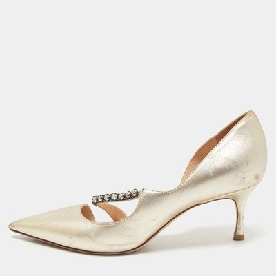 Dior Pumps Gold Leder Dorsay spitz zulaufend Größe 37,5